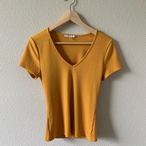 Yellow V-Neck Knit Top